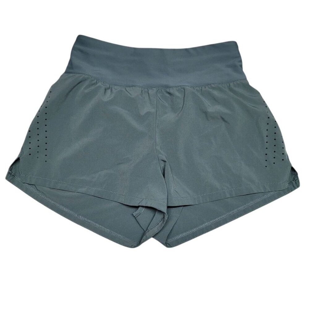 H&M Shorts Mesh Zip Drawstring Athletic Summer Womens XS Blue Green Tiny Small